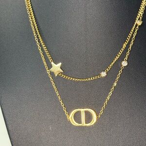 Gold Star and Crystal Necklace
